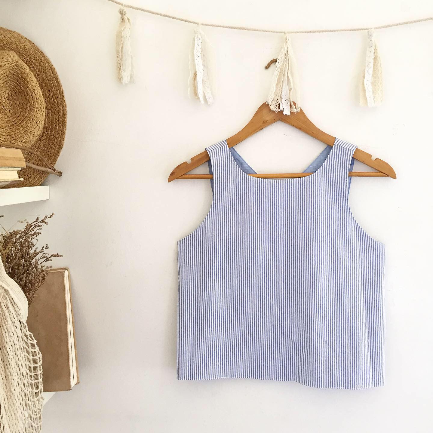 Bertha Broderie + Seersucker Top