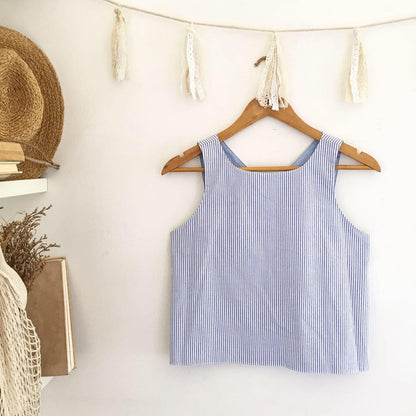 Bertha Broderie + Seersucker Top