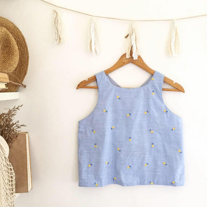 Bertha Broderie + Seersucker Top