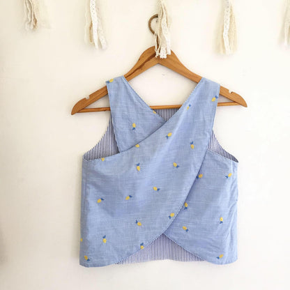 Bertha Broderie + Seersucker Top