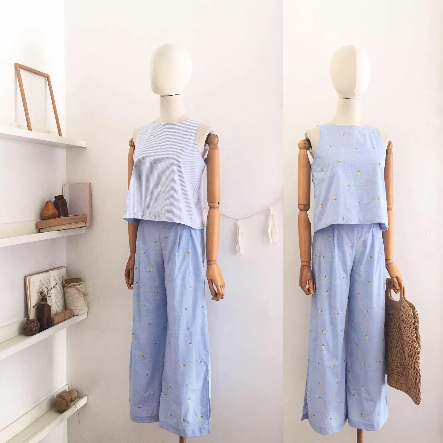 Bertha Broderie + Seersucker Top