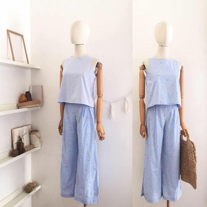 Bertha Broderie + Seersucker Top