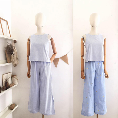 Bertha Broderie + Seersucker Top