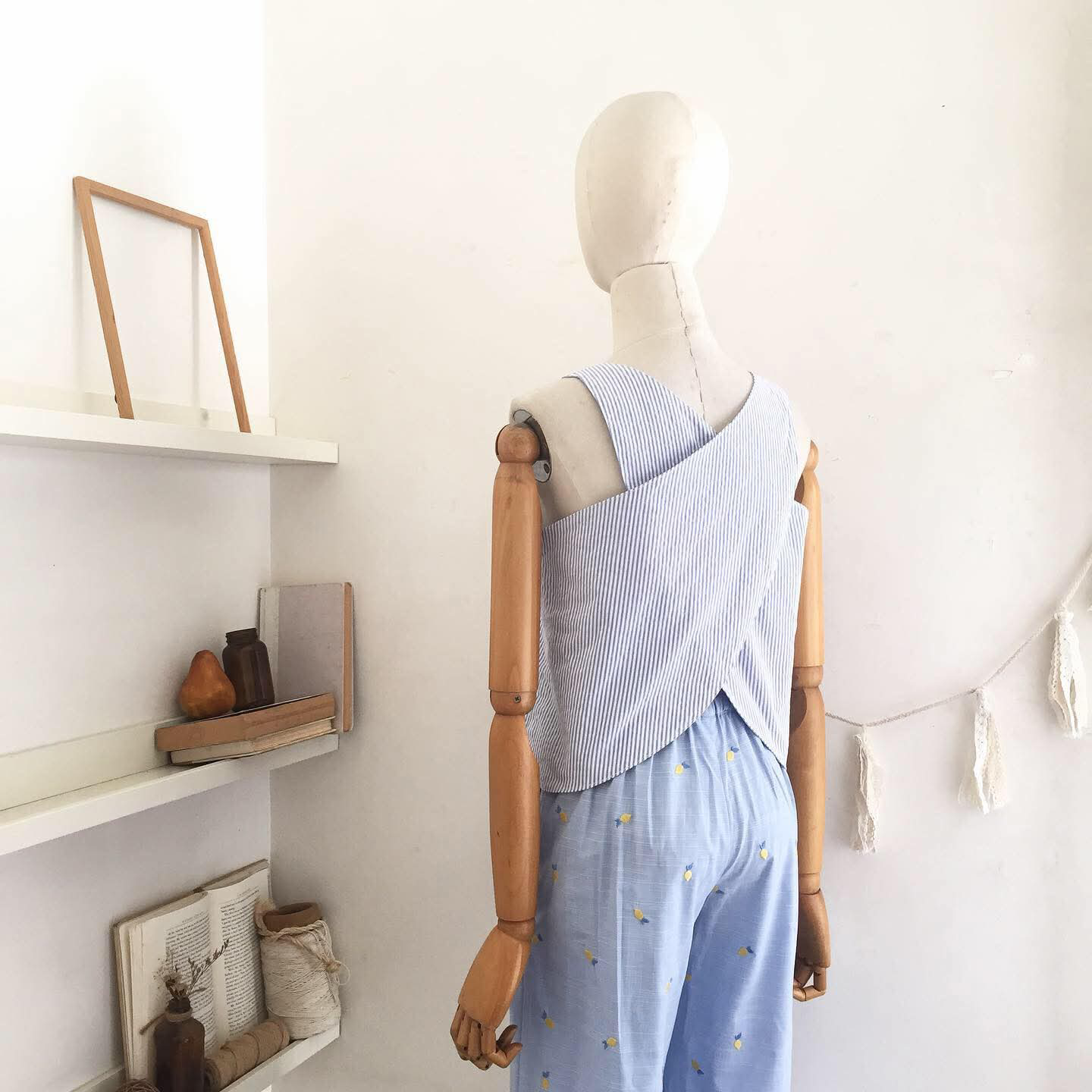 Bertha Broderie + Seersucker Top