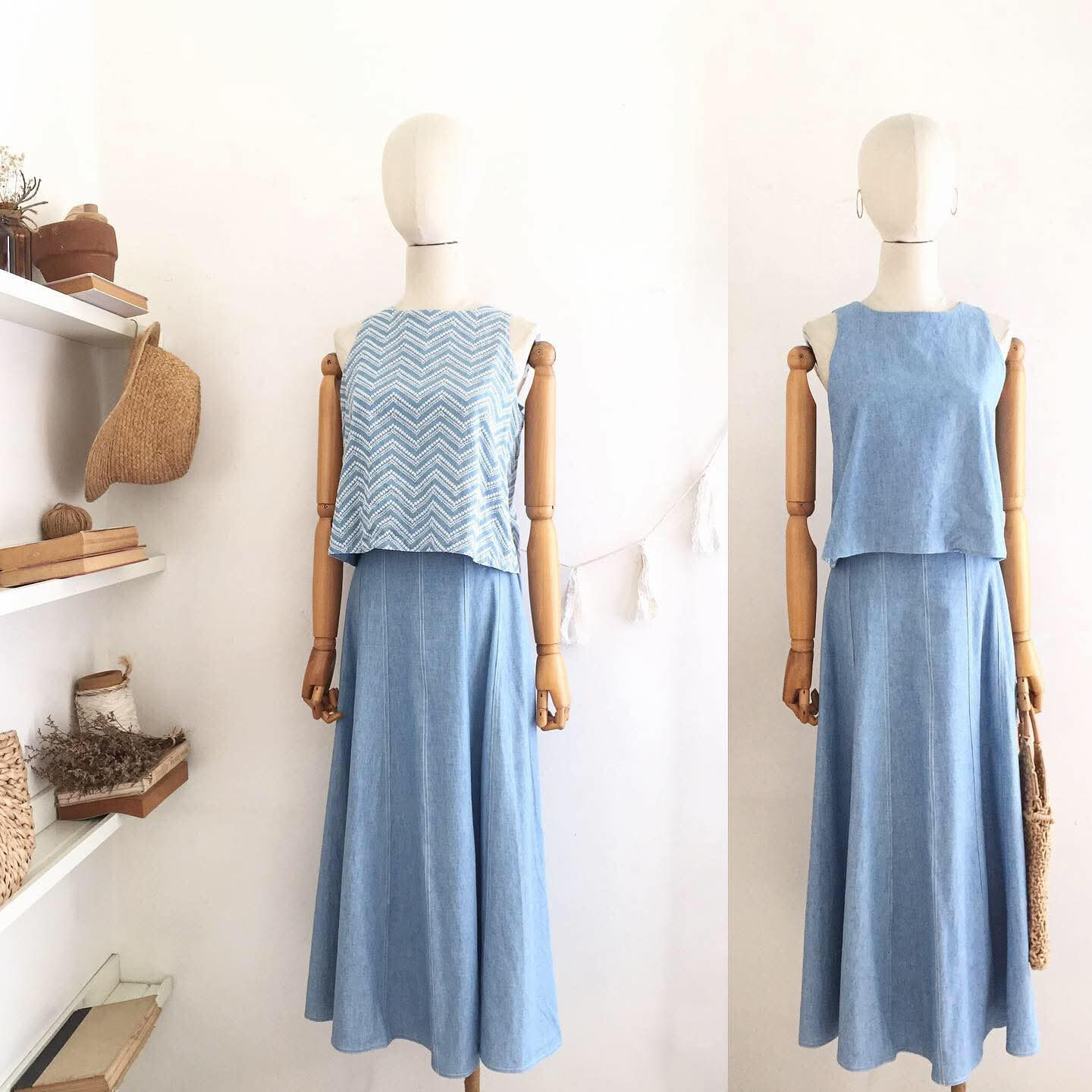 Bertha Chambray Anglaise + Chambray Top