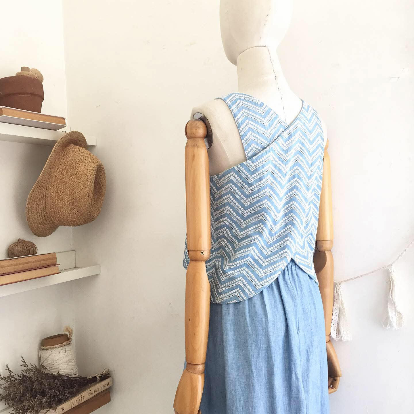 Bertha Chambray Anglaise + Chambray Top