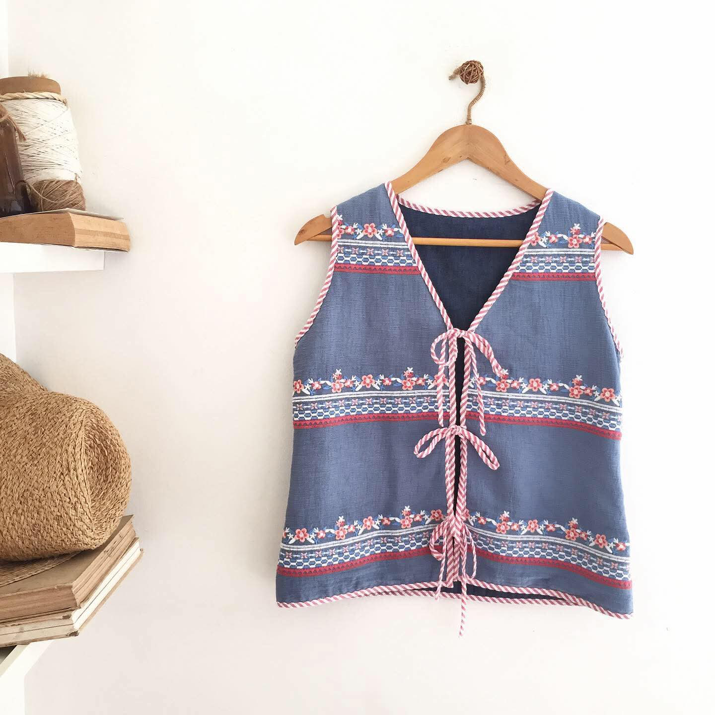 Luna Broderie Cheesecloth + Chambray Top