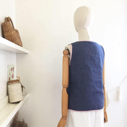 Luna Broderie Cheesecloth + Chambray Top