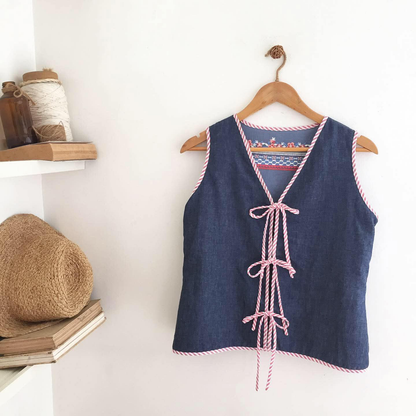 Luna Broderie Cheesecloth + Chambray Top