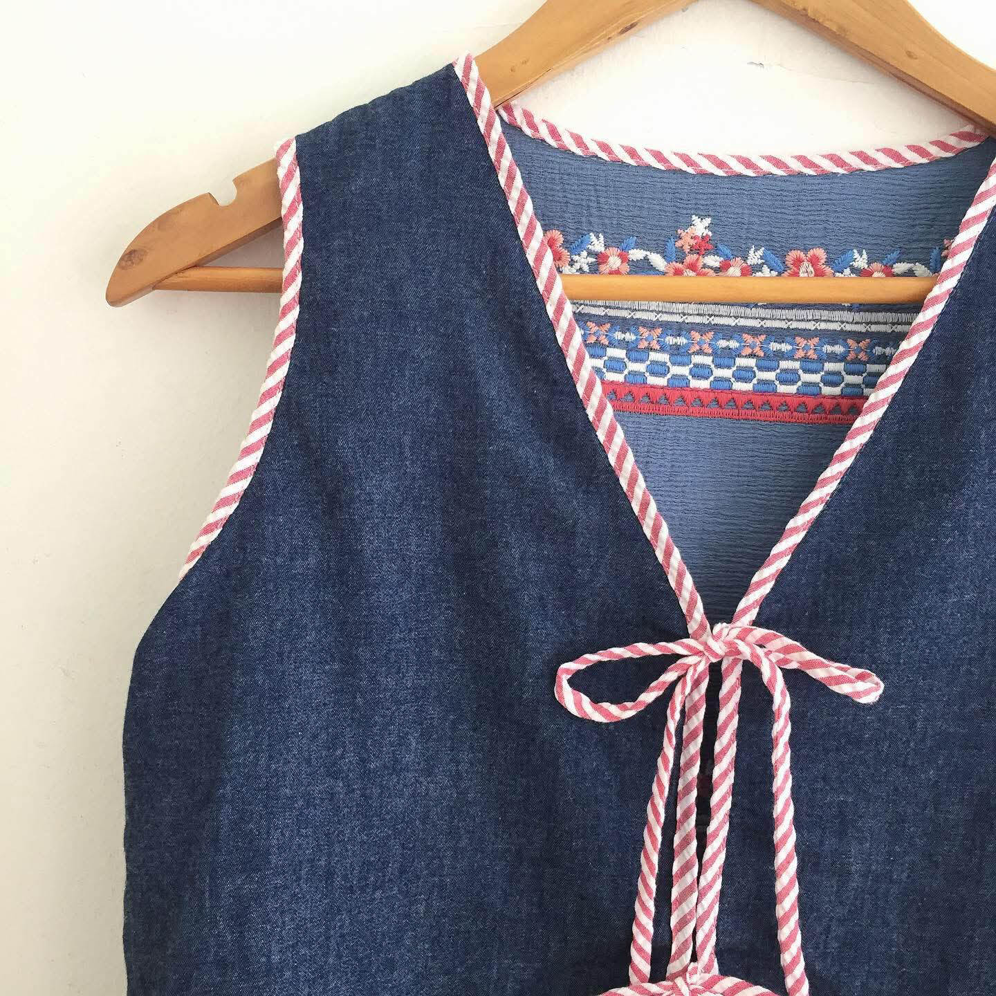 Luna Broderie Cheesecloth + Chambray Top