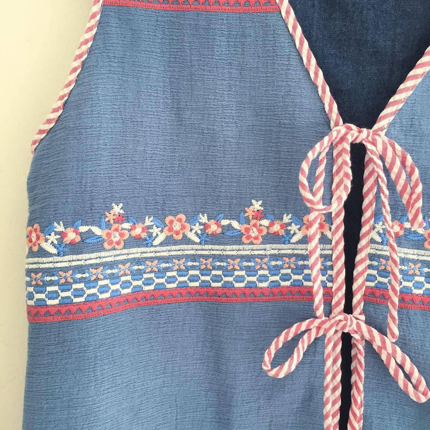 Luna Broderie Cheesecloth + Chambray Top