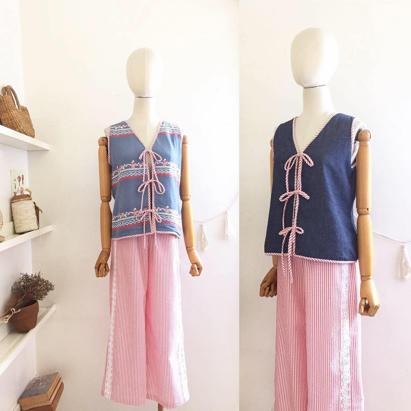 Luna Broderie Cheesecloth + Chambray Top