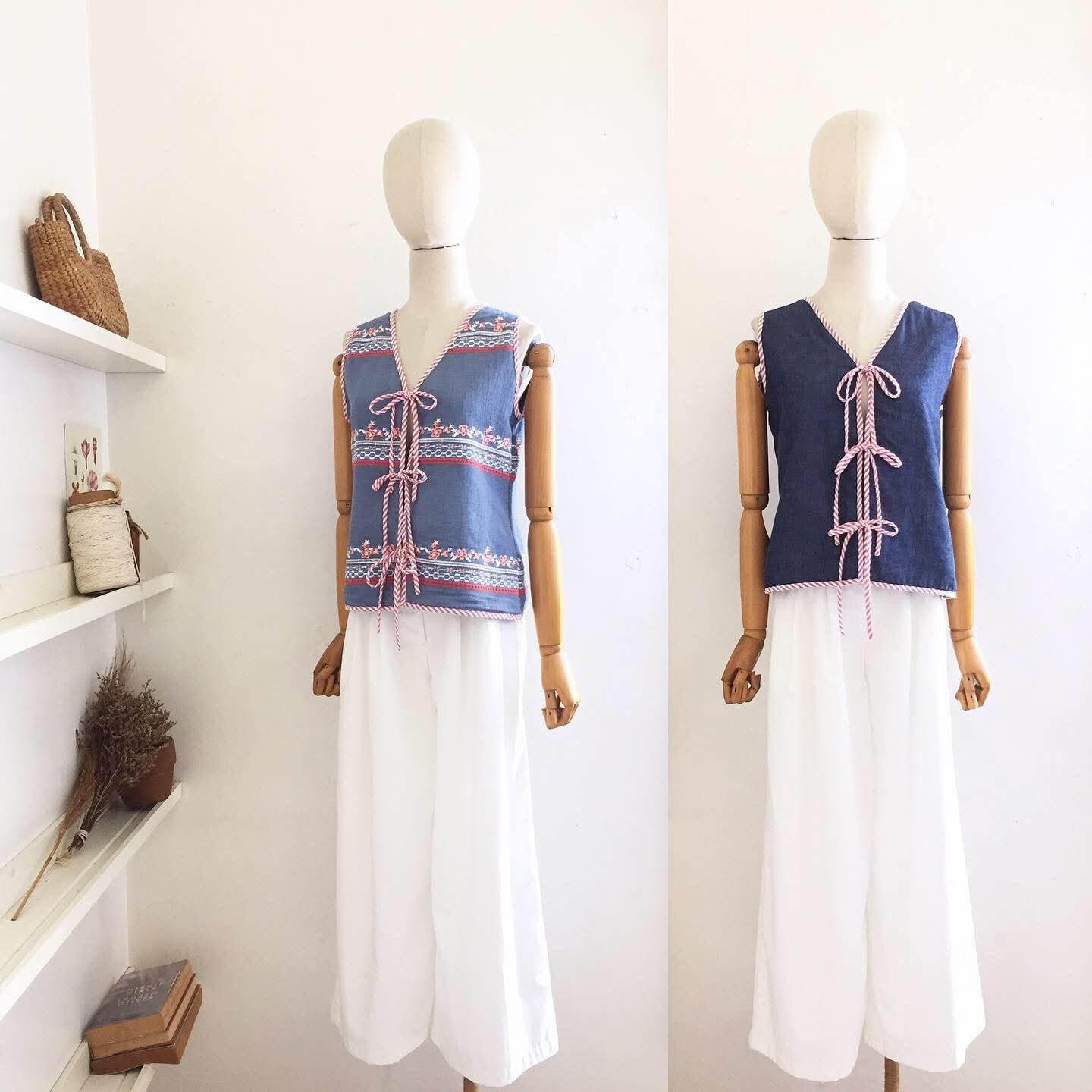 Luna Broderie Cheesecloth + Chambray Top