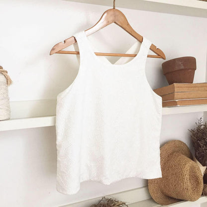 Bertha Broderie Anglaise + Linen Blend Top