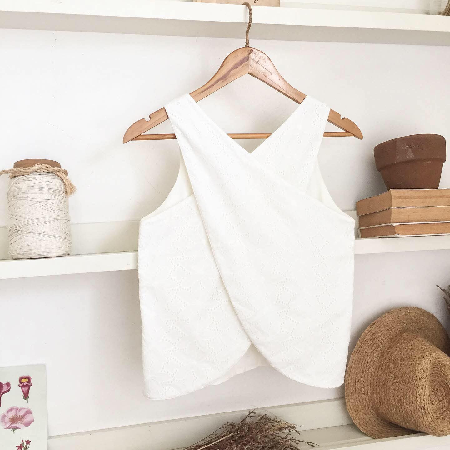 Bertha Broderie Anglaise + Linen Blend Top