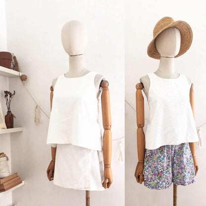 Bertha Broderie Anglaise + Linen Blend Top
