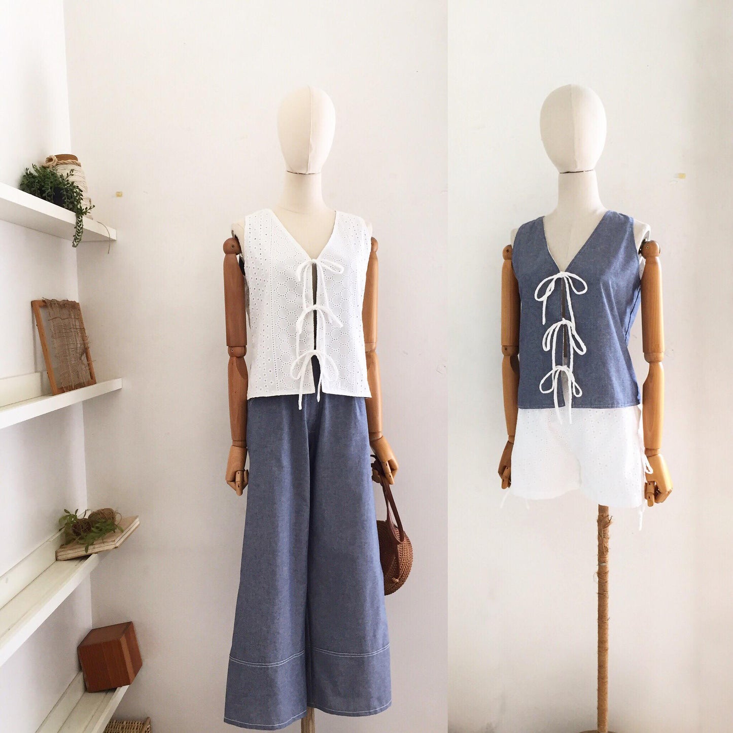 Luna Chambray + Broderie Anglaise Top