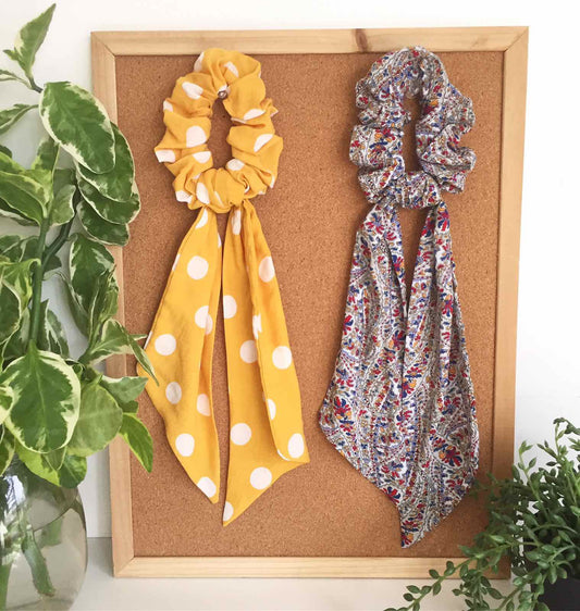 Dotted + Paisley Scrunchie Scarves