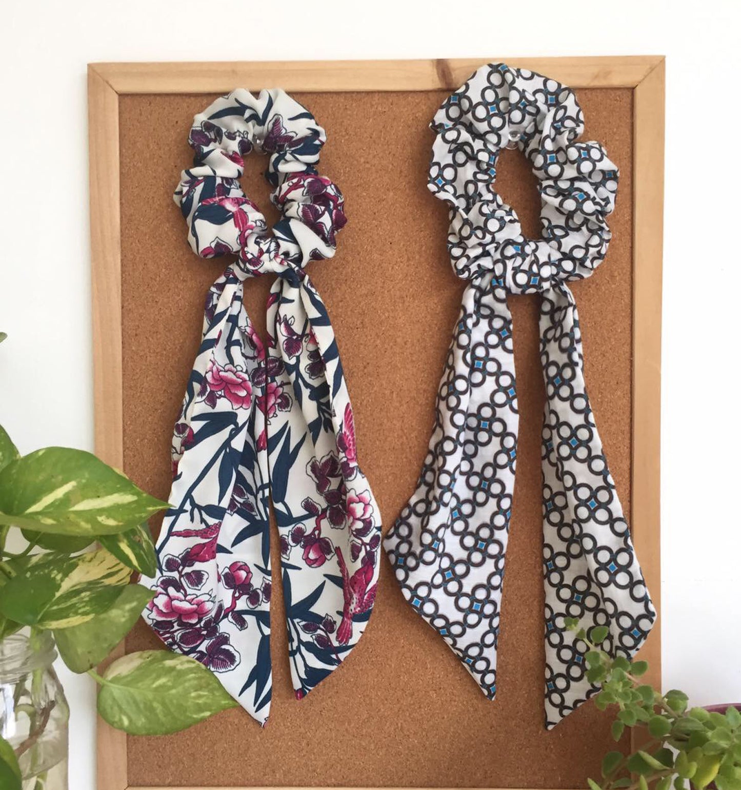 Floral + Circles Scrunchie Scarves